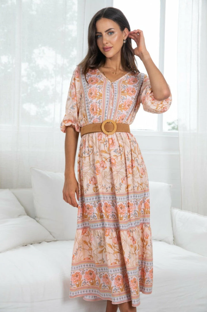 HQ Fashion Syden Dress - Peach Print 6 HQ Fashion Syden Dress - Peach Print