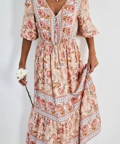 HQ Fashion Syden Dress - Peach Print