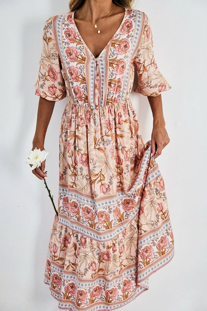 HQ Fashion Syden Dress - Peach Print 4 HQ Fashion Syden Dress - Peach Print