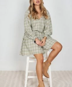 White Closet Peggie Dress - Khaki Print