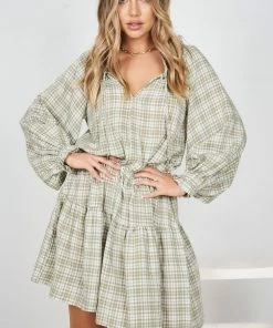 White Closet Peggie Dress - Khaki Print