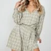 White Closet Peggie Dress - Khaki Print