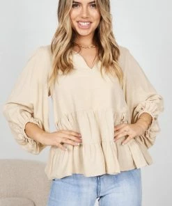 White Closet CLOTHING Abbey Top - Beige