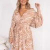 White Closet DRESSES Alfia Dress - Tan Zebra