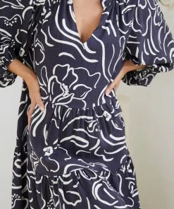 White Closet DRESSES Tarzana Dress - Ink Print