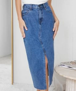 Paper Heart Tashia Skirt - Blue Denim CLOTHING