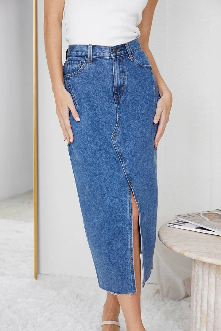 Paper Heart Tashia Skirt - Blue Denim CLOTHING 3 Paper Heart Tashia Skirt - Blue Denim CLOTHING