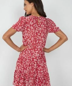 HQ Fashion Tassia Dress - Red Print DRESSES