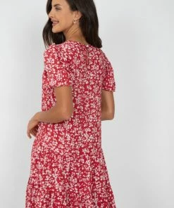 HQ Fashion Tassia Dress - Red Print DRESSES