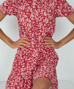 HQ Fashion Tassia Dress - Red Print DRESSES