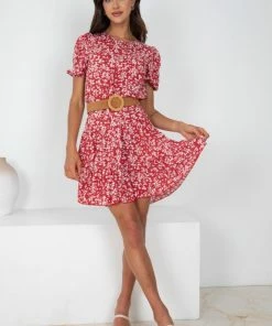 HQ Fashion Tassia Dress - Red Print DRESSES