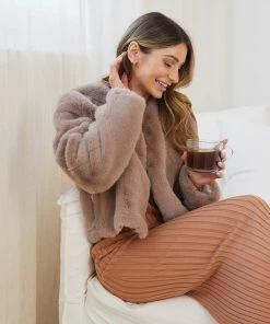 Pink Diamond Terah Jacket - Mocha CLOTHING 14 Pink Diamond Terah Jacket - Mocha CLOTHING