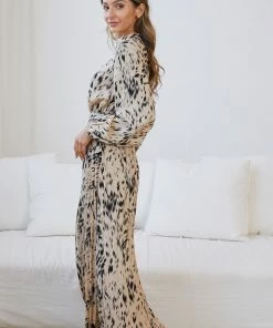 Dream House Vacation Dresses Tesia Dress - Beige Print