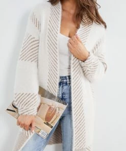 Pink Diamond Tima Cardigan - Beige Print Jumpers & Sweaters