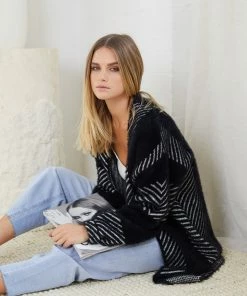 Pink Diamond Tima Cardigan - Black Print CLOTHING