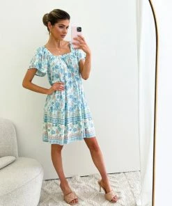 Miracle Fashion Tinsley Dress - Blue Print