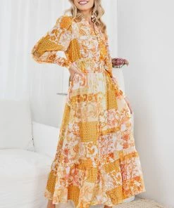 Wild Ginger Tirzanna Dress - Yellow Print DRESSES