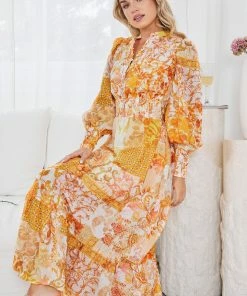 Wild Ginger Tirzanna Dress - Yellow Print DRESSES