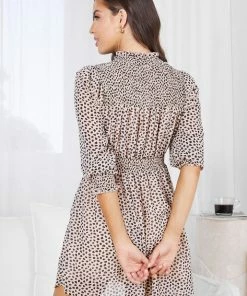 Miracle Fashion Tissuene Dress - Mocha Print