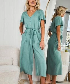 Miracle Fashion Tommy Jumpsuit - Sage Maternity Dresses