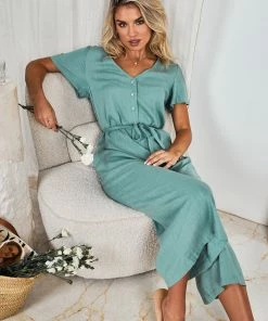 Miracle Fashion Tommy Jumpsuit - Sage Maternity Dresses