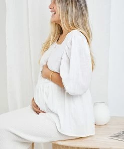 Ebby And I Tonya Top - White Maternity Dresses
