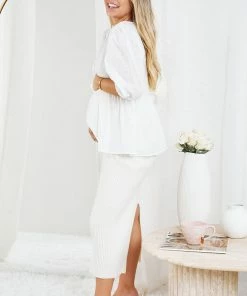 Ebby And I Tonya Top - White Maternity Dresses