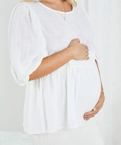 Ebby And I Tonya Top - White Maternity Dresses