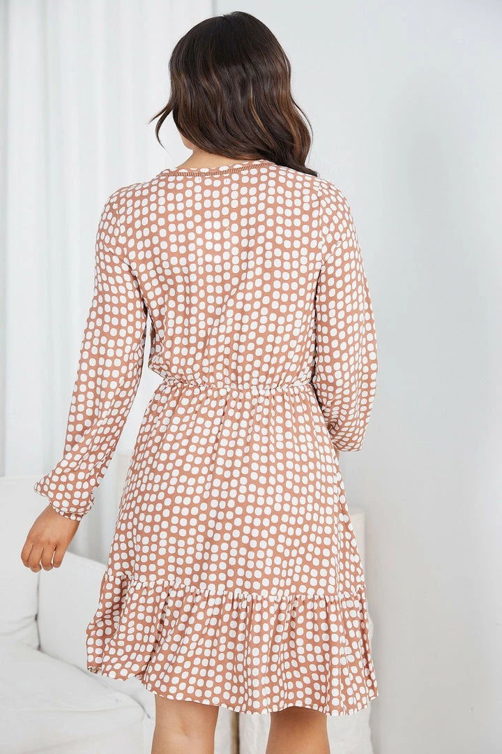 Miracle Fashion Tumanna Dress - Tan Spot 4 Miracle Fashion Tumanna Dress - Tan Spot