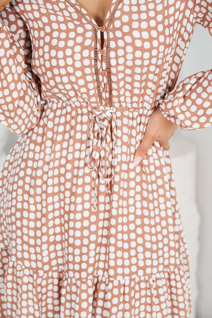 Miracle Fashion Tumanna Dress - Tan Spot 9 Miracle Fashion Tumanna Dress - Tan Spot