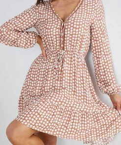 Miracle Fashion Tumanna Dress - Tan Spot 12 Miracle Fashion Tumanna Dress - Tan Spot