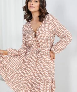 Miracle Fashion Tumanna Dress - Tan Spot 13 Miracle Fashion Tumanna Dress - Tan Spot