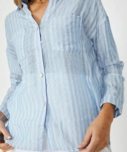 Into Fashion Verga Top - Blue Stripe