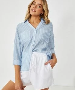 Into Fashion Verga Top - Blue Stripe