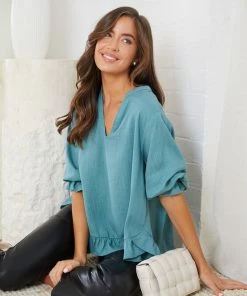 Miracle Fashion Viviette Blouse - Green