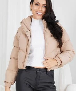 Style Box Vylet Puffer Jacket - Camel CLOTHING