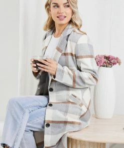 Pink Diamond CLOTHING Wiggins Coat - Grey Print