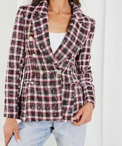 White Closet Winfrey Blazer - Red Check CLOTHING 13 White Closet Winfrey Blazer - Red Check CLOTHING