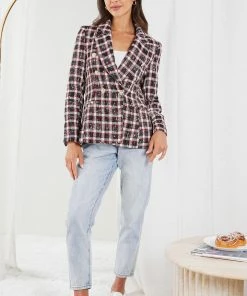 White Closet Winfrey Blazer - Red Check CLOTHING 14 White Closet Winfrey Blazer - Red Check CLOTHING