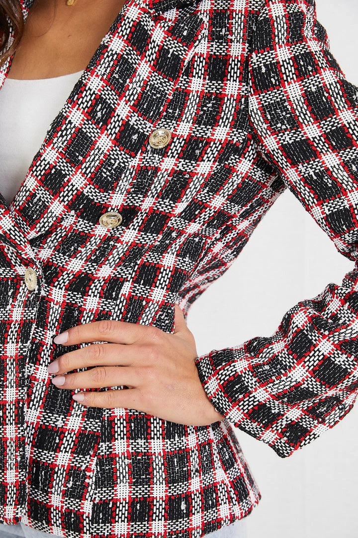 White Closet Winfrey Blazer - Red Check CLOTHING 9 White Closet Winfrey Blazer - Red Check CLOTHING