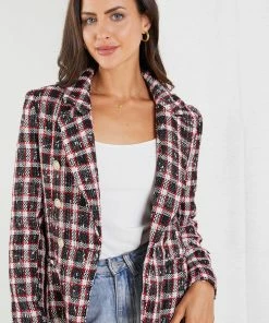 White Closet Winfrey Blazer - Red Check CLOTHING 12 White Closet Winfrey Blazer - Red Check CLOTHING