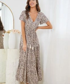 Miracle Fashion DRESSES Wisteria Dress - Beige Print 13 Miracle Fashion DRESSES Wisteria Dress - Beige Print
