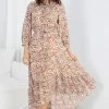Miracle Fashion DRESSES Xyrille Dress - Rust Print 2 Miracle Fashion DRESSES Xyrille Dress - Rust Print