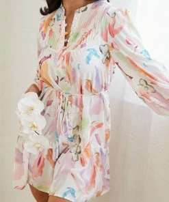 Desire Yarla Dress - White Print Cocktail Dresses