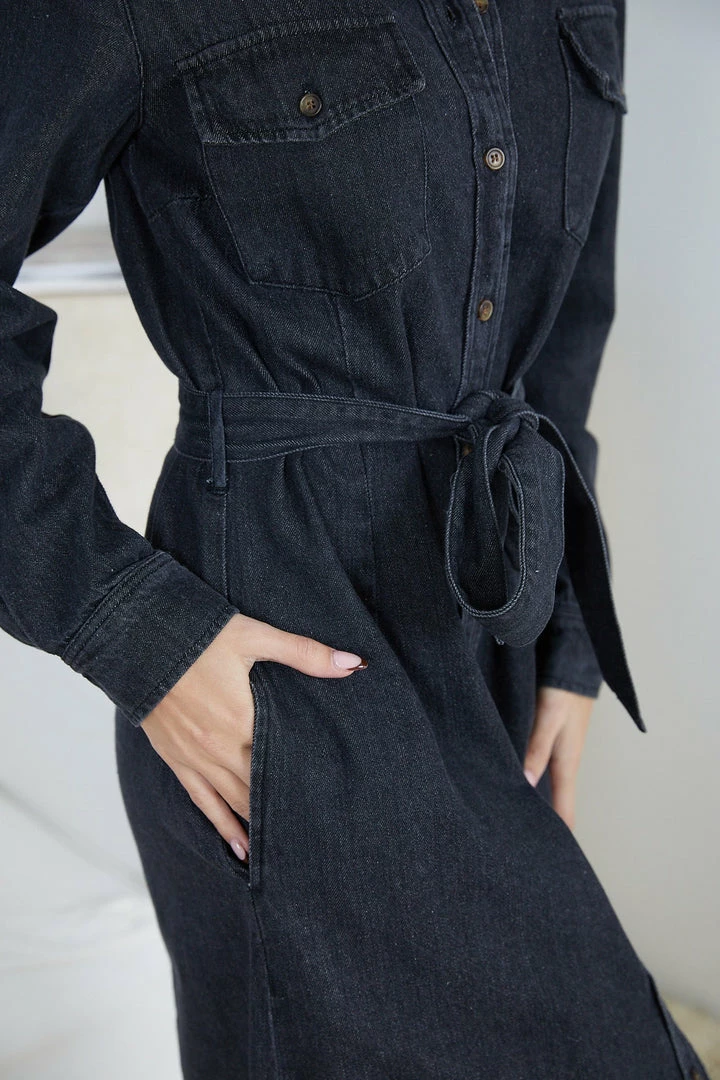 Sunny Girl DRESSES Yedda Dress - Black Denim 9 Sunny Girl DRESSES Yedda Dress - Black Denim