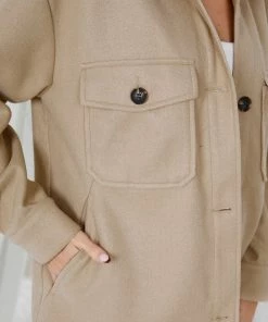 Sunny Girl Yna Shirt Jacket - Beige CLOTHING