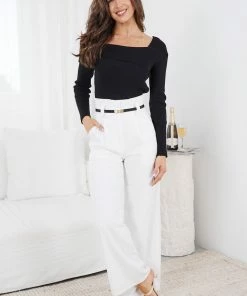 Pink Diamond Yoweena Knit Top - Black