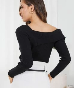 Pink Diamond Yoweena Knit Top - Black