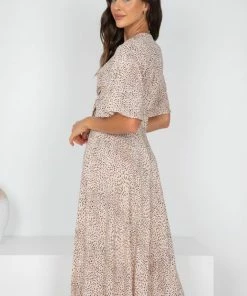 Sunny Girl Zelda Dress - Beige Print DRESSES