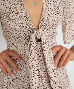 Sunny Girl Zelda Dress - Beige Print DRESSES